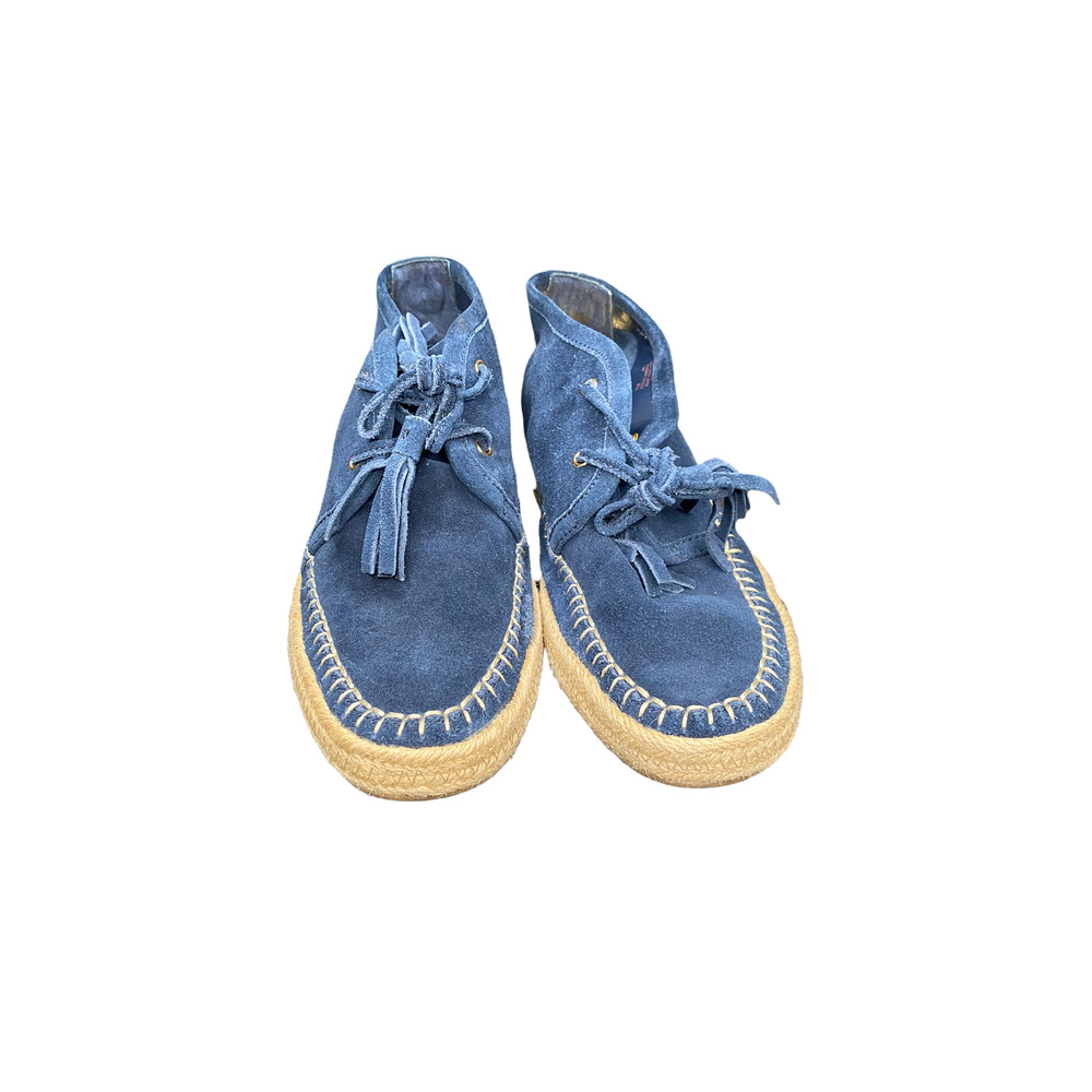 Michael Kors, Blue Suede Whipstitch Moccasin Espadrille Bootie, Size 9